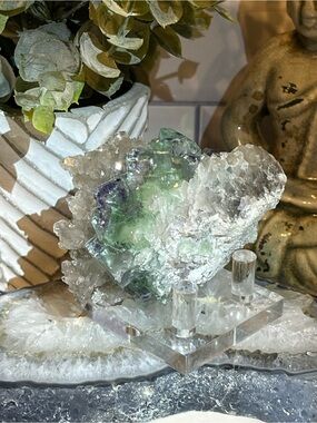 Stunning 🤩 Zhejiang Clear Cubic Fluorite on Smoky Quartz
